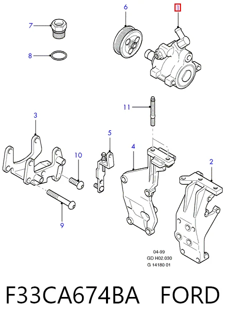 F33CA674BA Ford Pompa wspomagania hydraulicznego kierownicy