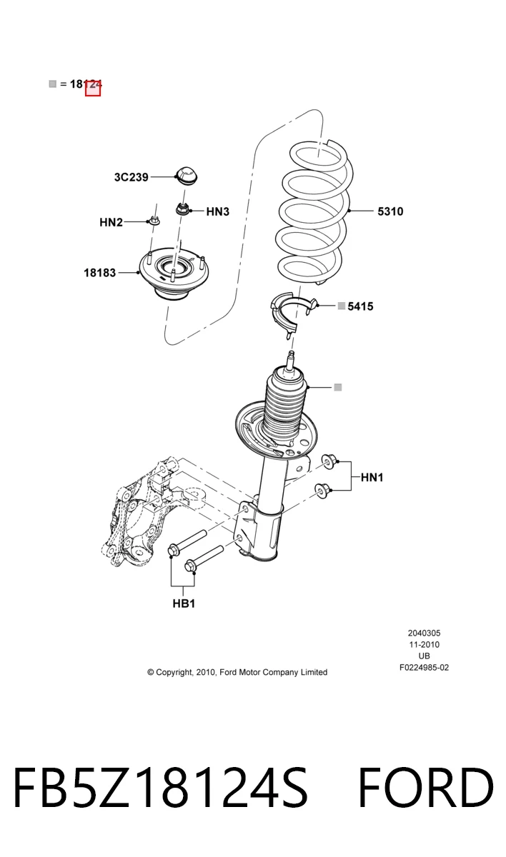 FB5Z18124S Ford Amortyzator przedni prawy