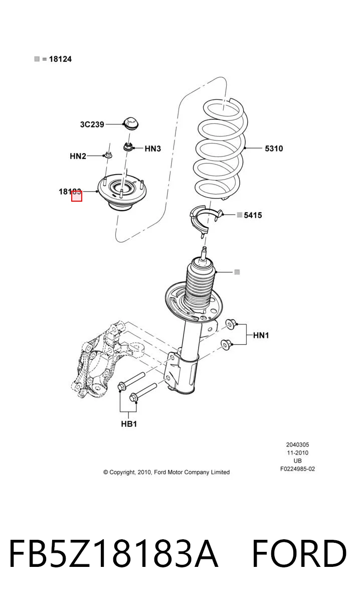 FB5Z18183A Ford Poduszka amortyzatora przedniego