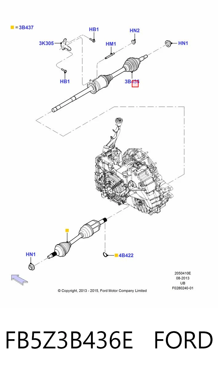 FB5Z3B436E Ford Półoś napędowa przednia