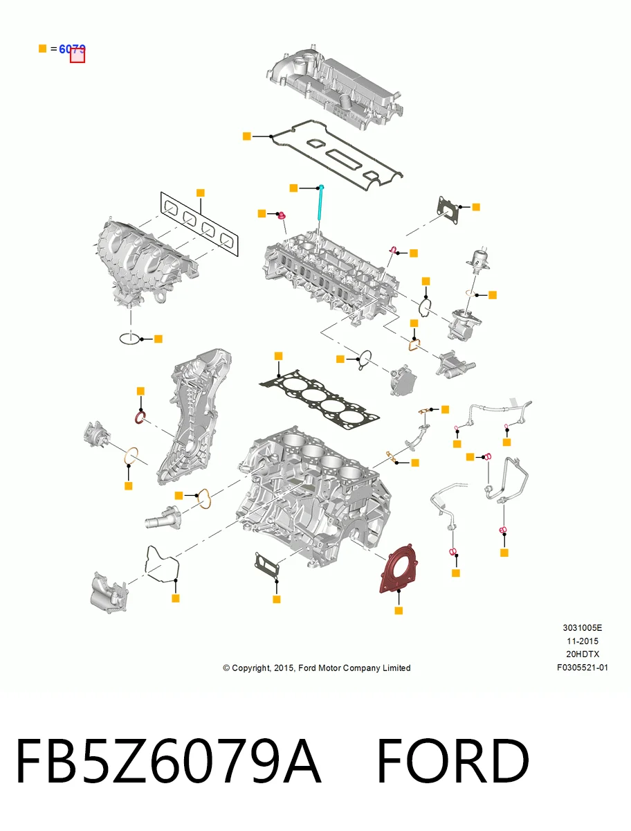 FB5Z6079A Ford Zestaw uszczelek silnika pełny