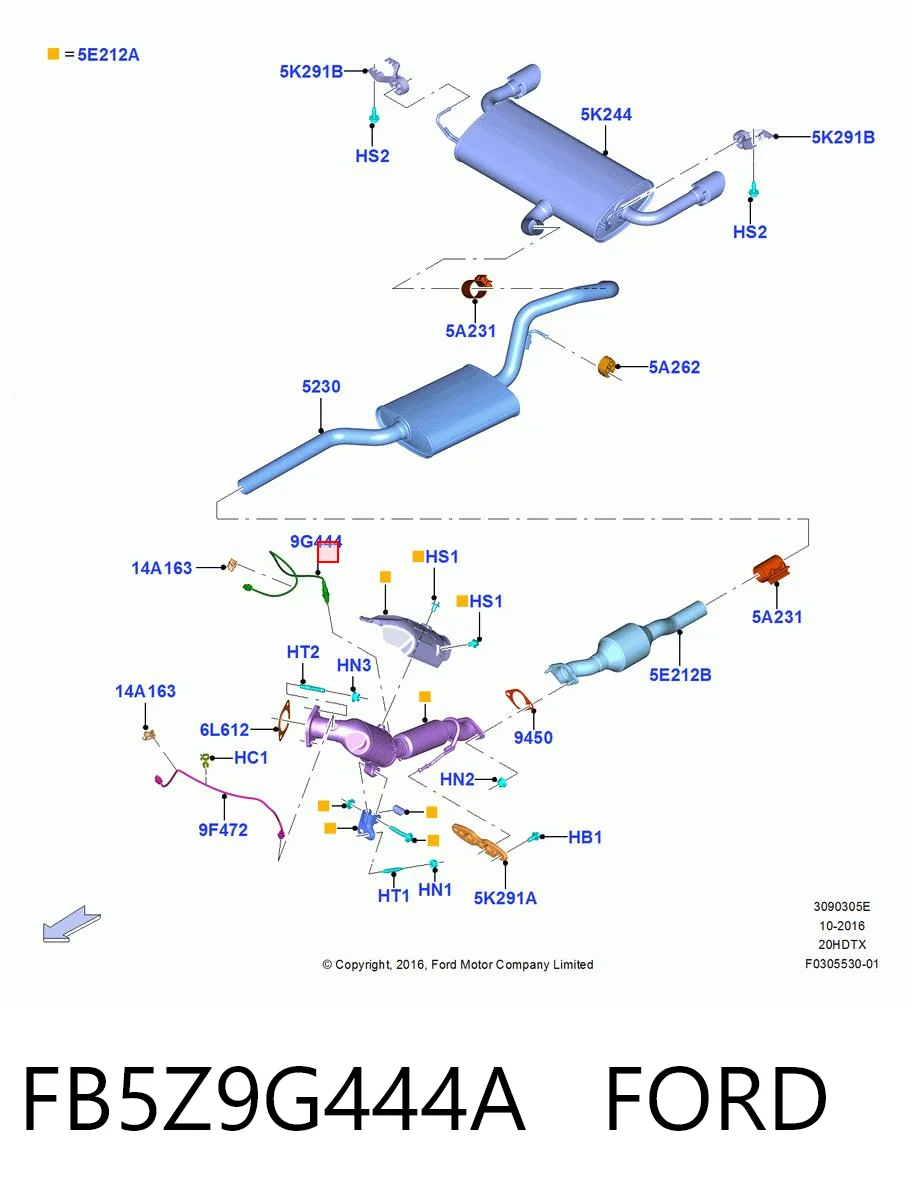 FB5Z9G444A Ford Sonda lambda czujnik tlenu po katalizatorze