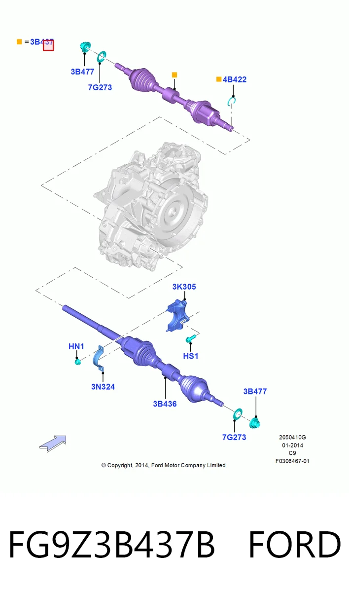 FG9Z3B437B Ford Półoś napędowa przednia lewa