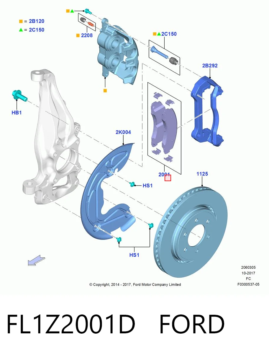 FL1Z2001D Ford Klocki hamulcowe przednie tarczowe