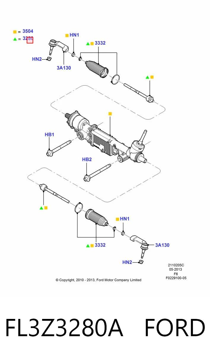 FL3Z3280A Ford Drążek kierowniczy