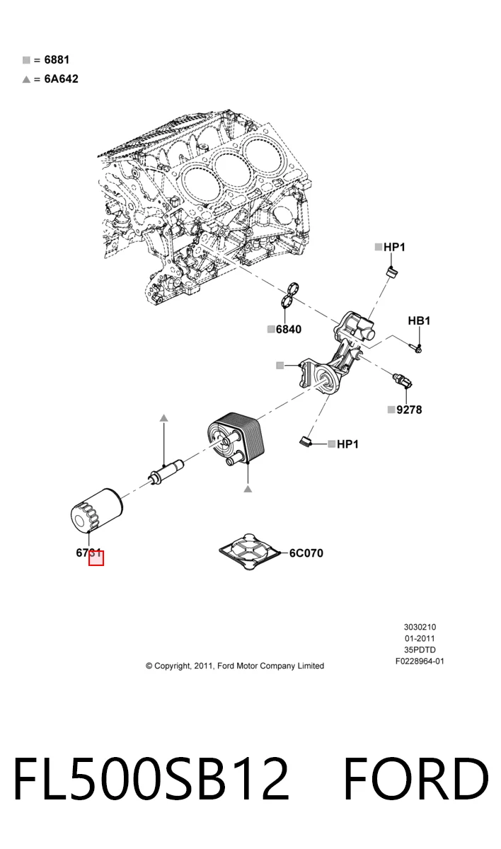 FL500SB12 Ford Filtr oleju