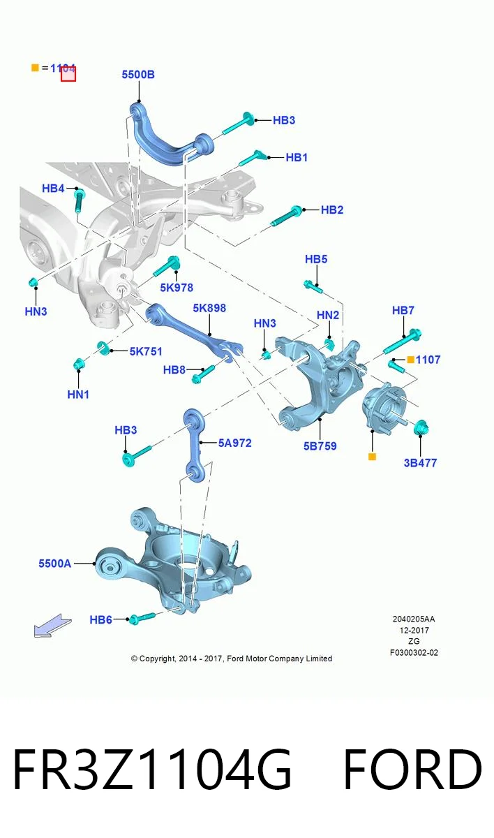 FR3Z1104G Ford Piasta tylna