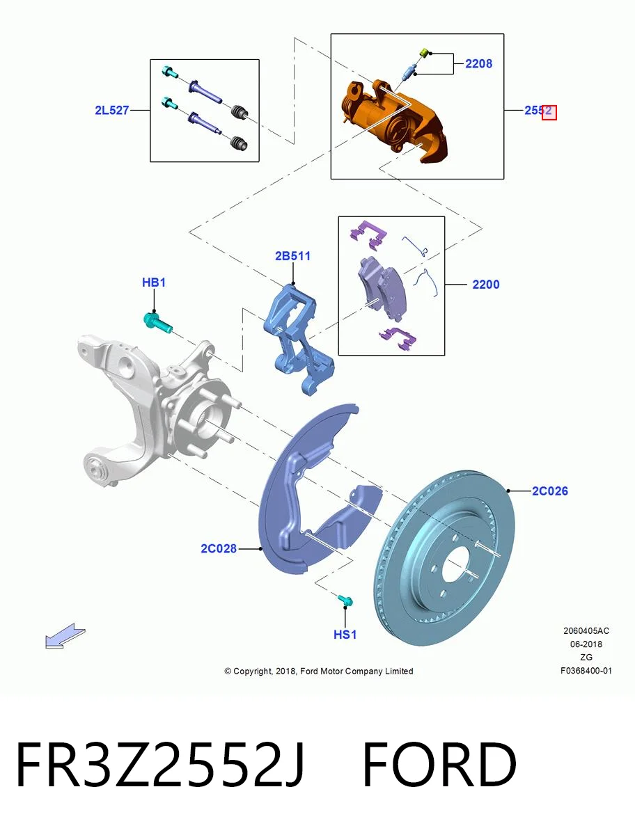 Zacisk hamulcowy tylny prawy do Ford Mustang VI ZG