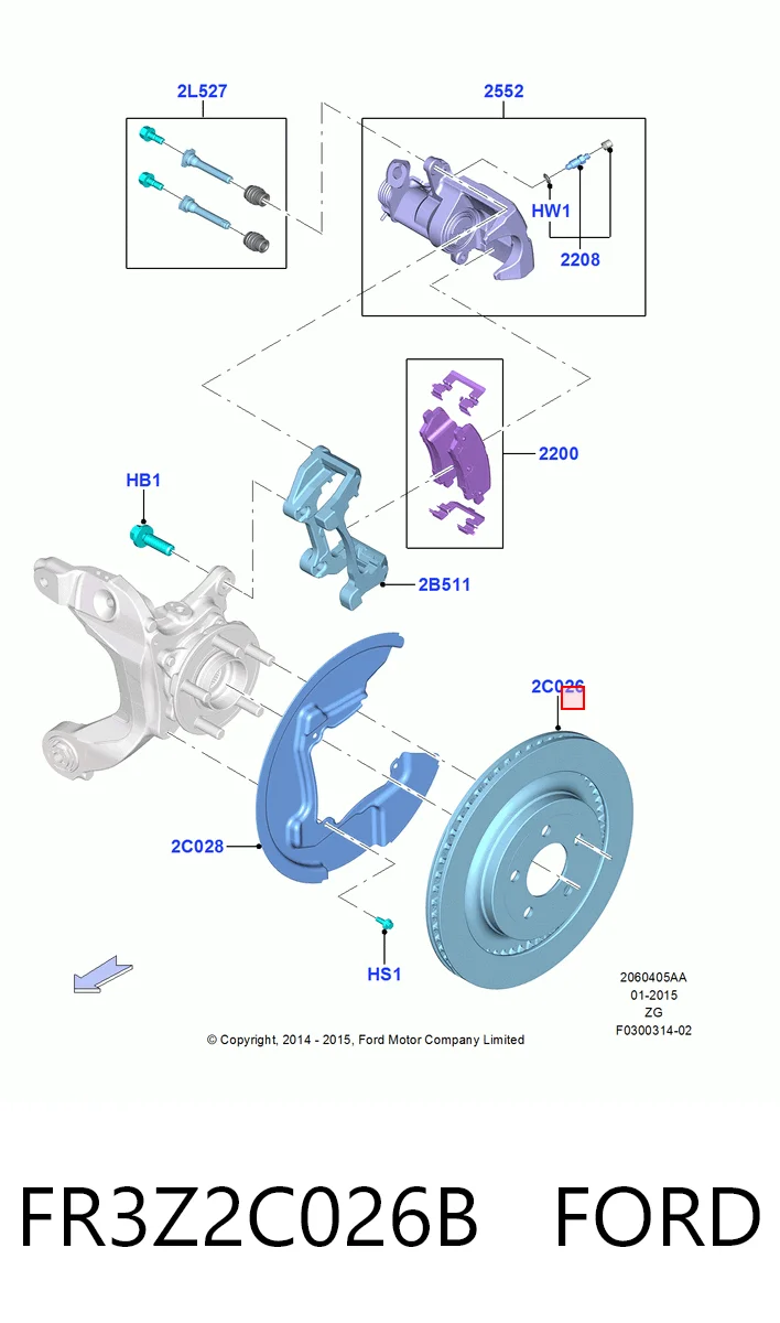 FR3Z2C026B Ford Tarcza hamulcowa tylna