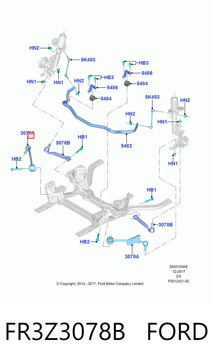 FR3Z3078B Ford Wahacz zawieszenia przedniego dolny prawy