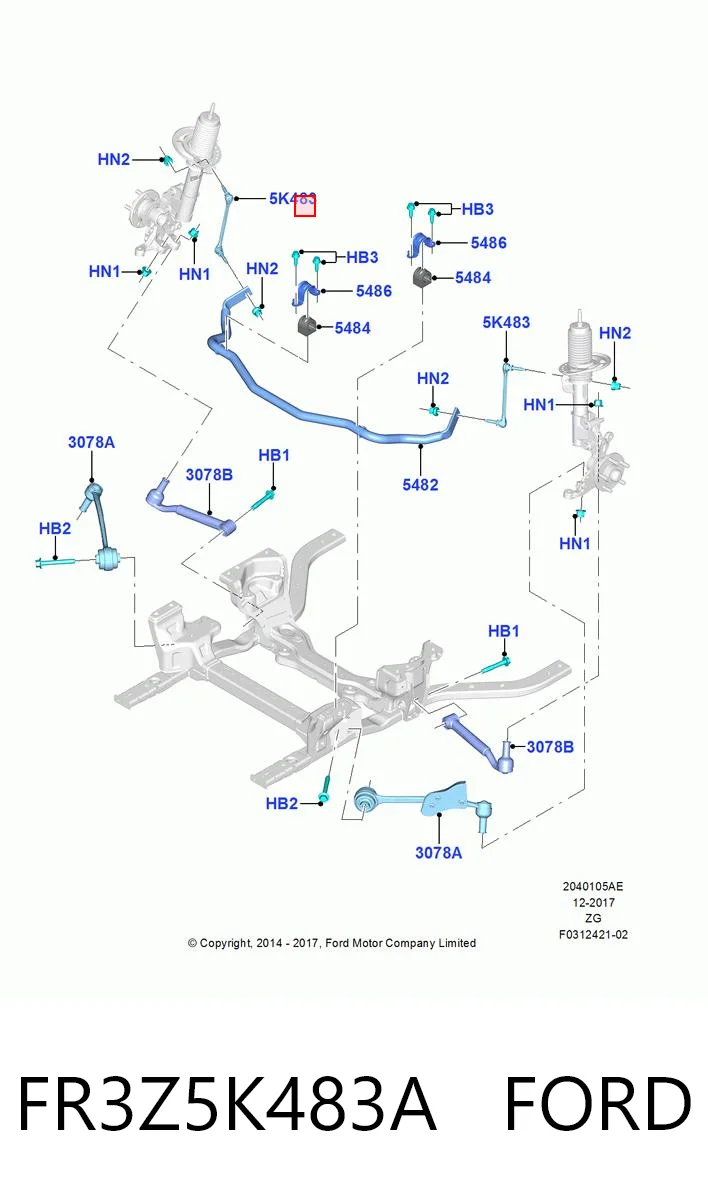 FR3Z5K483A Ford Łącznik stabilizatora przedniego