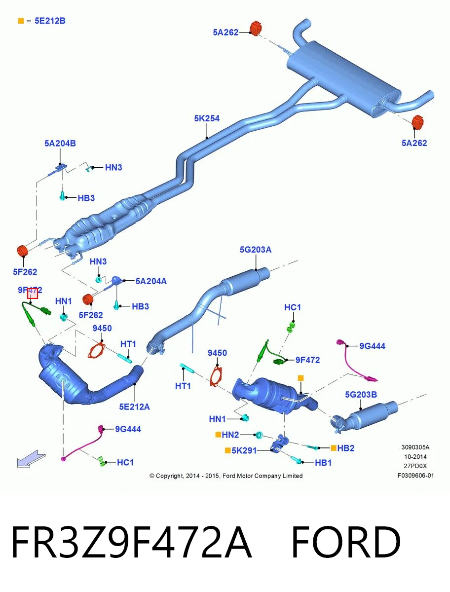 FR3Z9F472A Ford Sonda lambda czujnik tlenu przed katalizatorem