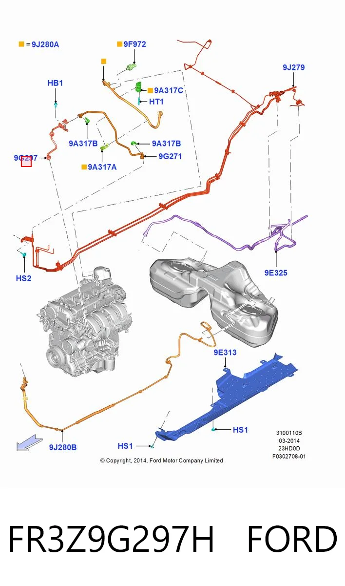 FR3Z9G297H Ford Zawór pochłaniacza oparów paliwa