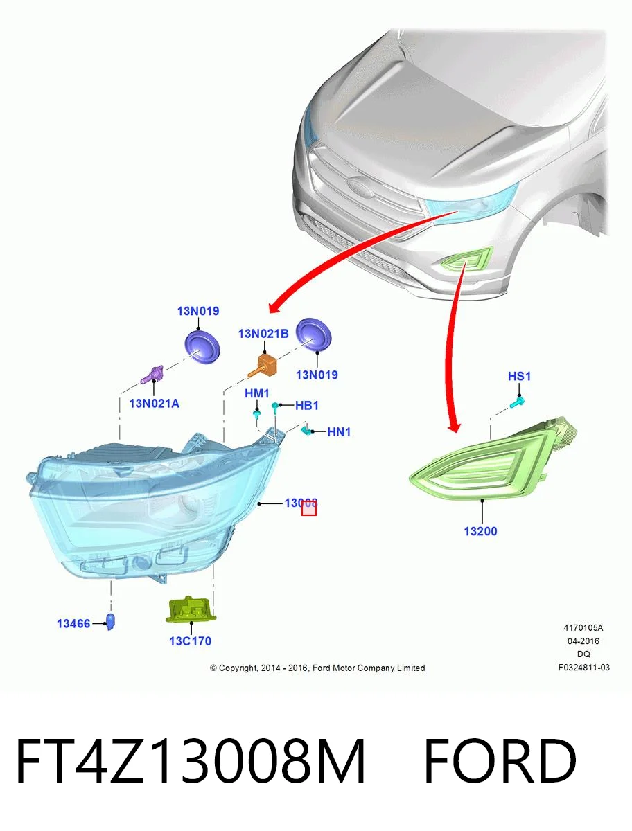 FT4Z13008M Ford Reflektor prawy