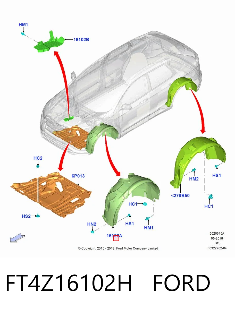 FT4Z16102H Ford Nadkole błotnika przedniego prawe