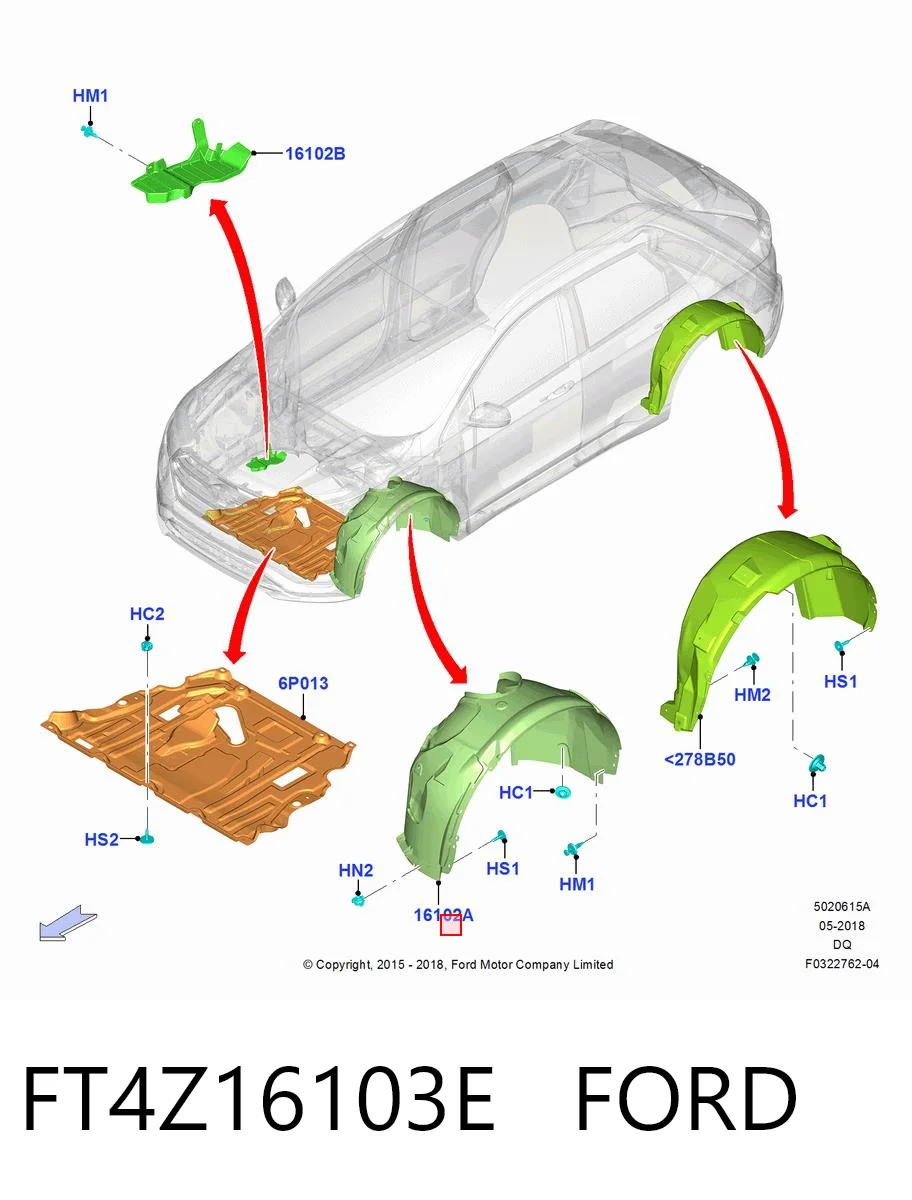 FT4Z16103E Ford Nadkole błotnika przedniego lewe