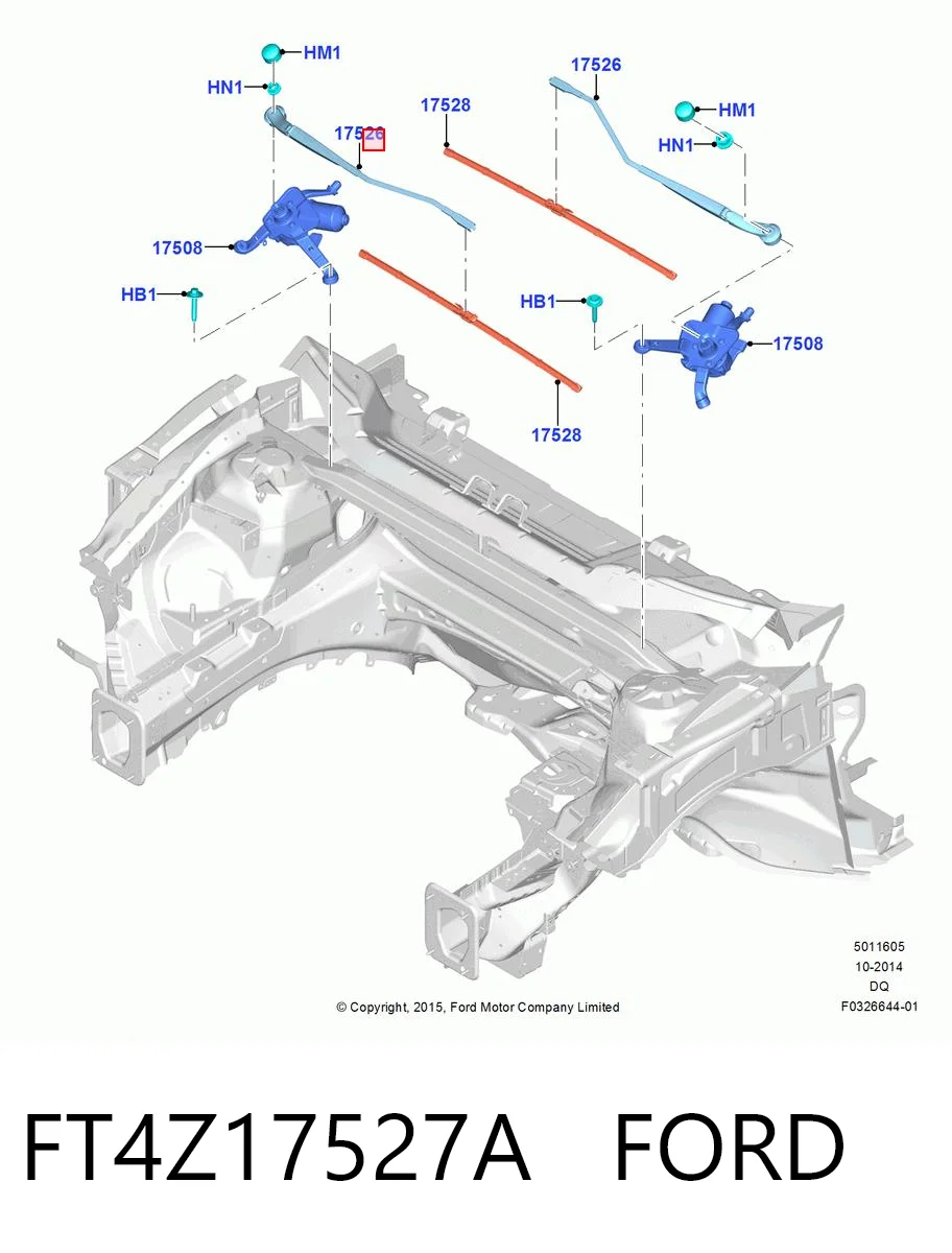 Ramię wycieraczki szyby przedniej do Ford Edge II CD539