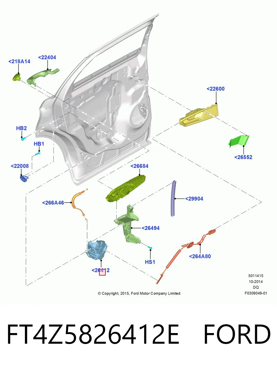 FT4Z5826412E Ford Zamek drzwi tylnych prawych