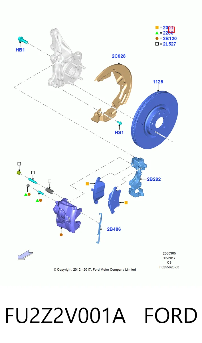 FU2Z2V001A Ford Klocki hamulcowe przednie tarczowe