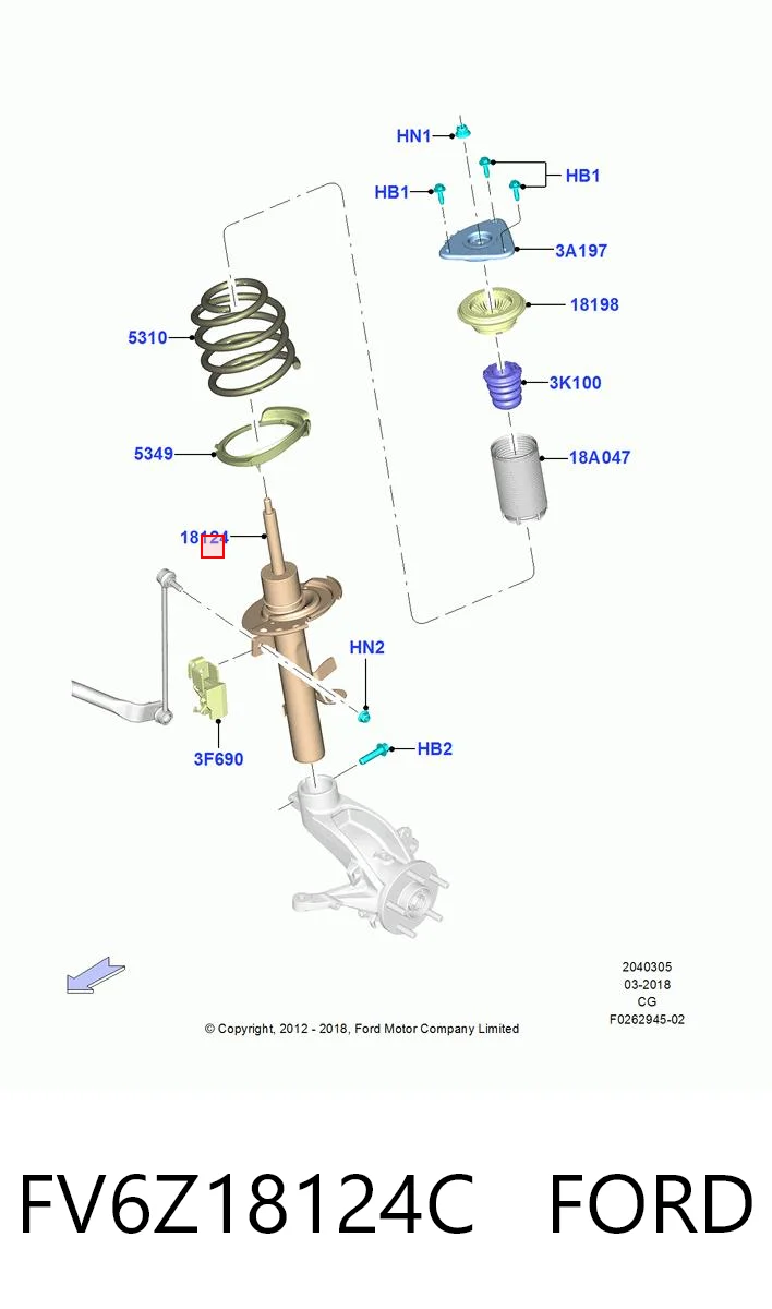 FV6Z18124C Ford Amortyzator przedni lewy