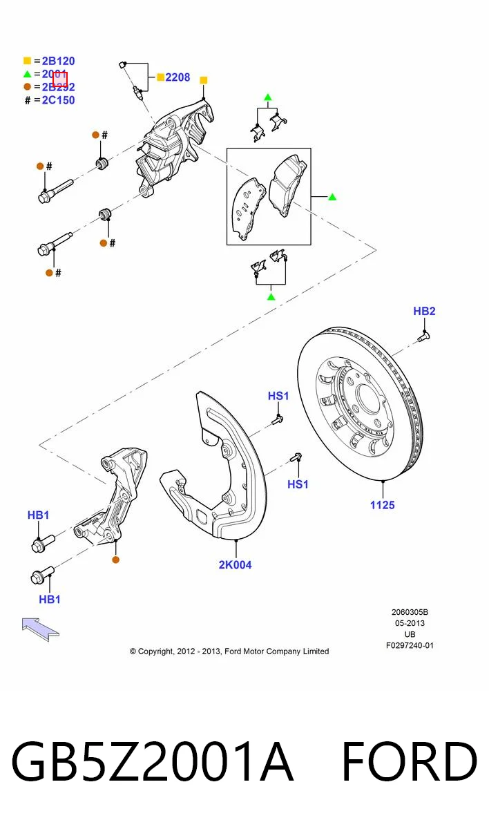 GB5Z2001A Ford Klocki hamulcowe przednie tarczowe