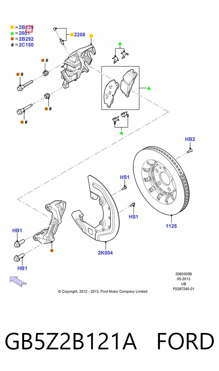 GB5Z2B121A Ford Zacisk hamulcowy przedni lewy