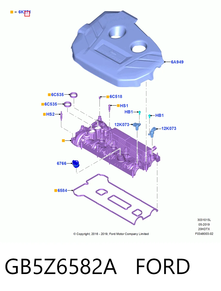 GB5Z6582A Ford Pokrywa zaworowa