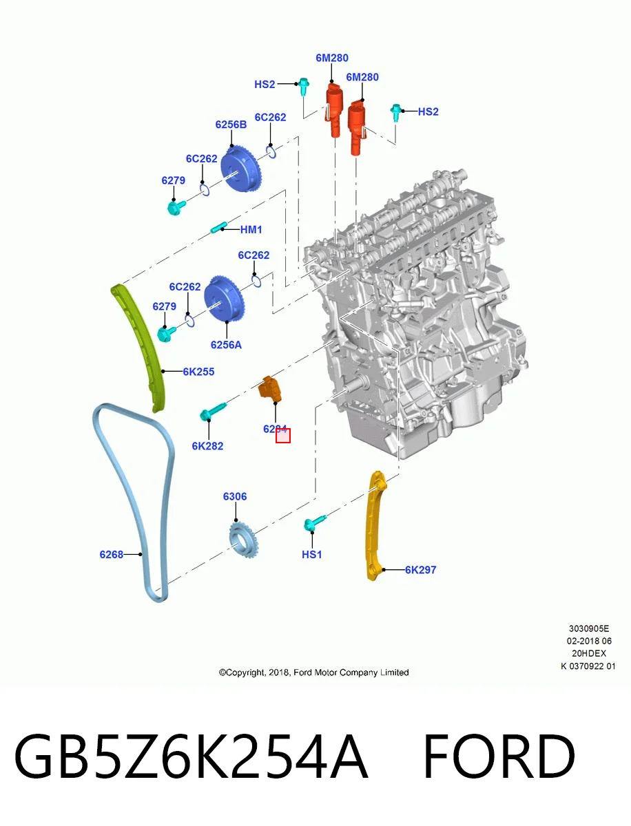 GB5Z6K254A Ford Napinacz łańcucha rozrządu