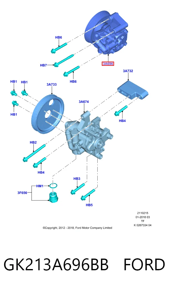 GK213A696BB Ford Pompa wspomagania hydraulicznego kierownicy