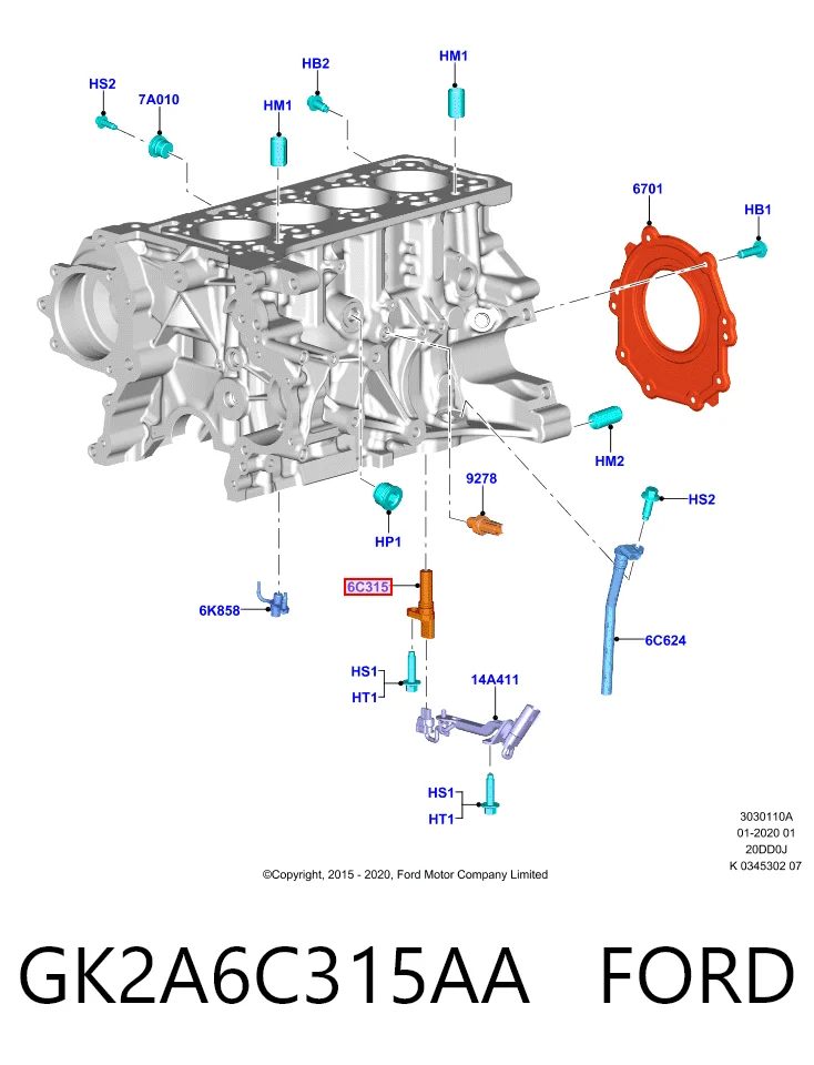 GK2A6C315AA Ford Czujnik położenia wału korbowego