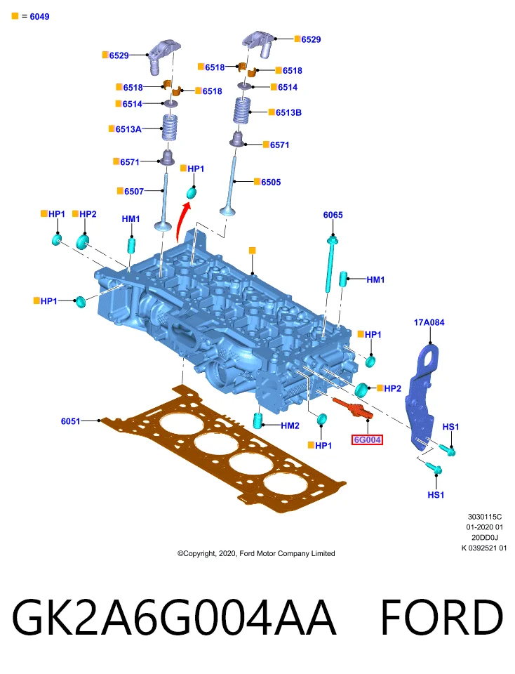GK2A6G004AA Ford Czujnik temperatury płynu chłodzącego