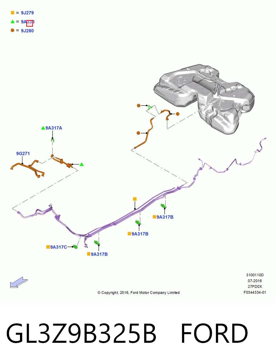GL3Z9B325B Ford Zawór pochłaniacza oparów paliwa