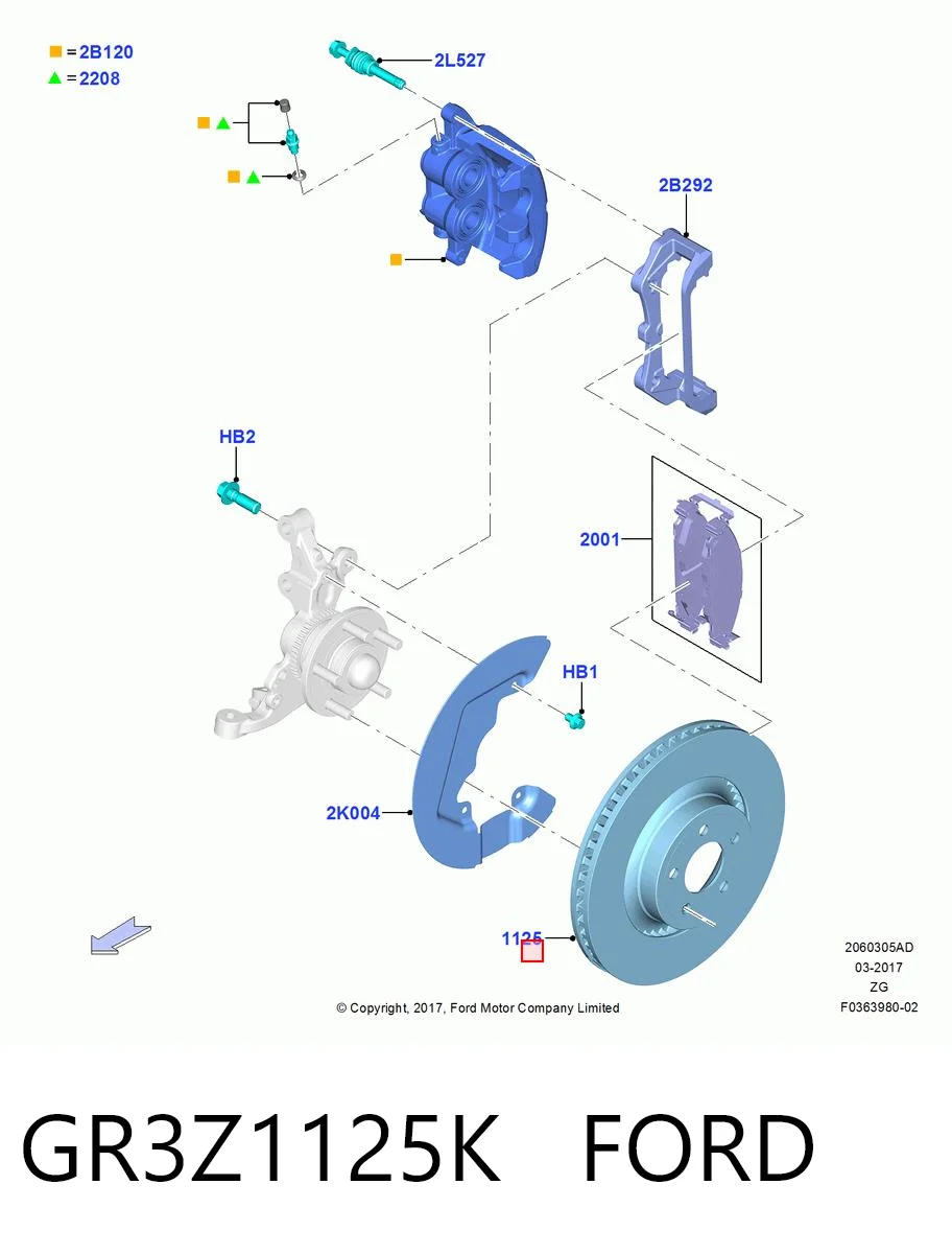 GR3Z1125K Ford Tarcza hamulcowa przednia