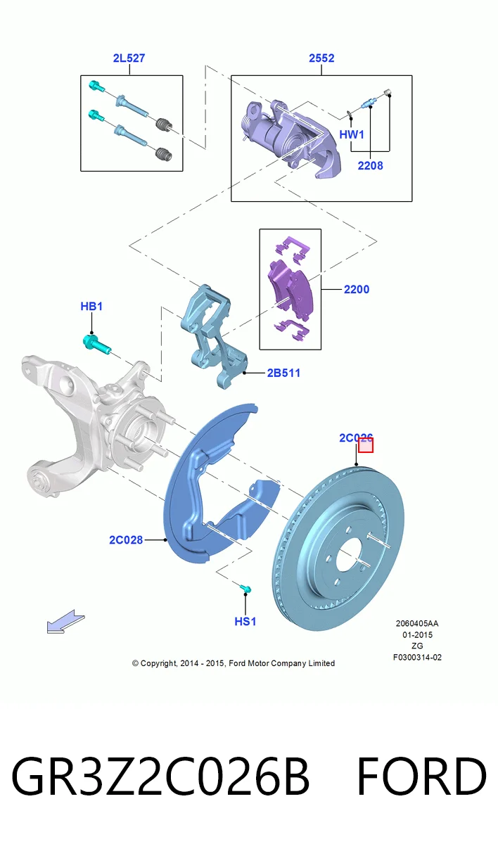 GR3Z2C026B Ford Tarcza hamulcowa tylna