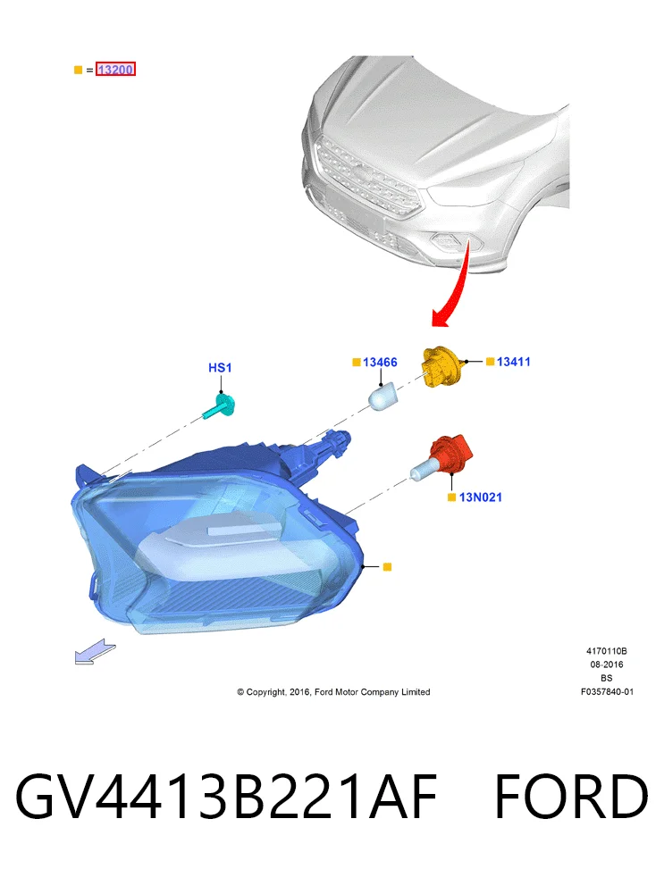 Lampa przeciwmgielna lewa Ford Escape II