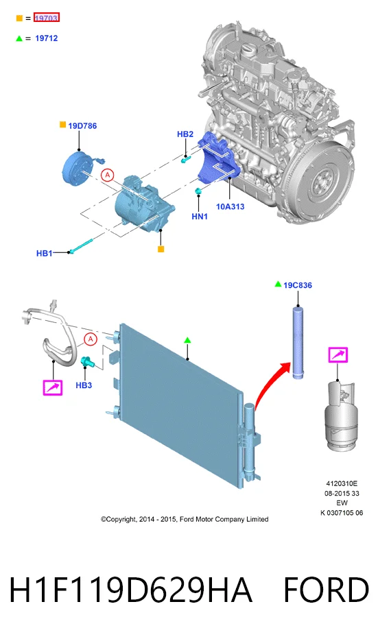 H1F119D629HA Ford Sprężarka klimatyzacji
