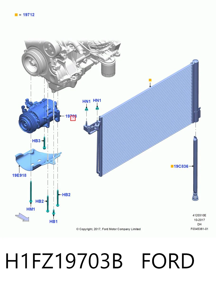 H1FZ19703B Ford Sprężarka klimatyzacji