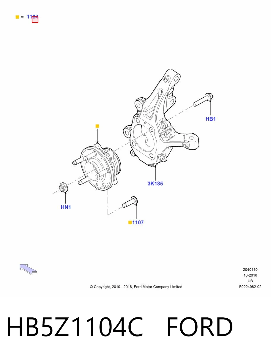 HB5Z1104C Ford Piasta przednia
