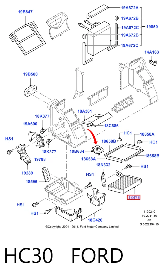 HC30 Ford Chłodnica nagrzewnicy (ogrzewacza)
