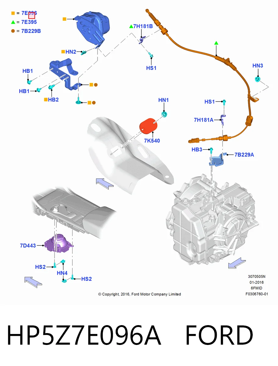 HP5Z7E096A Ford Aktuator zmiany biegów