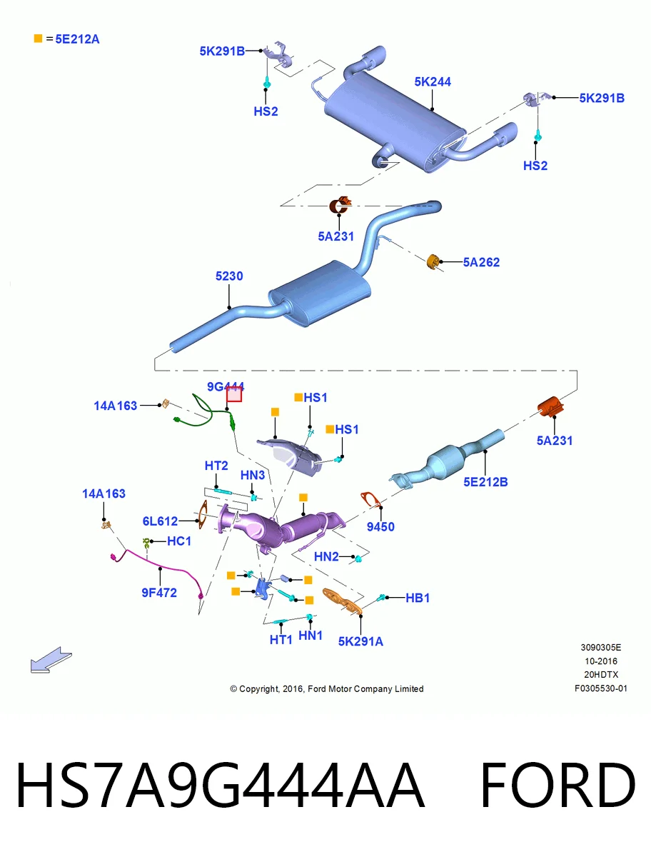 HS7A9G444AA Ford Sonda lambda czujnik tlenu po katalizatorze