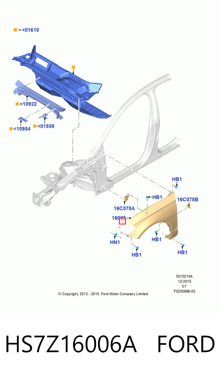 HS7Z16006A Ford Błotnik przedni lewy