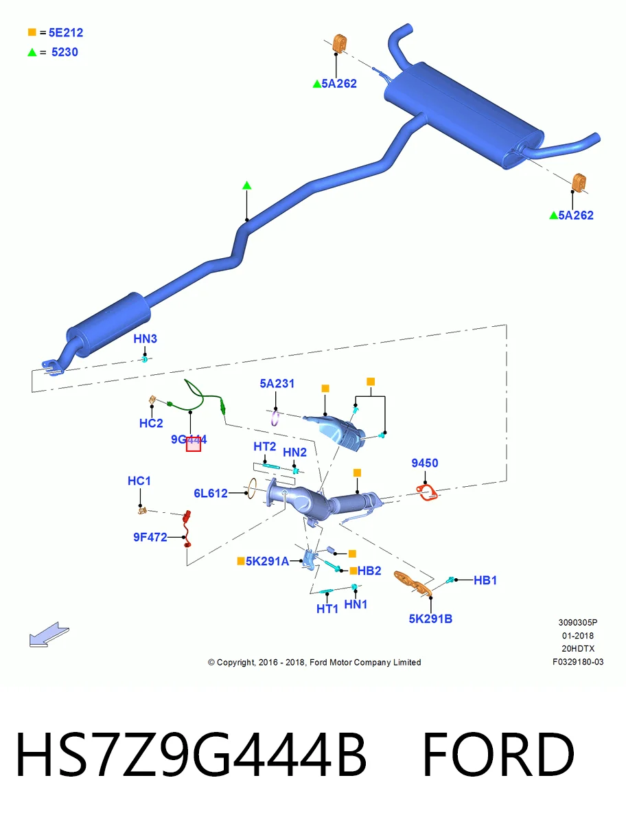 HS7Z9G444B Ford Sonda lambda czujnik tlenu po katalizatorze