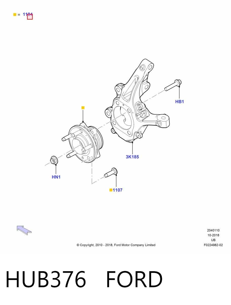 HUB376 Ford Piasta przednia
