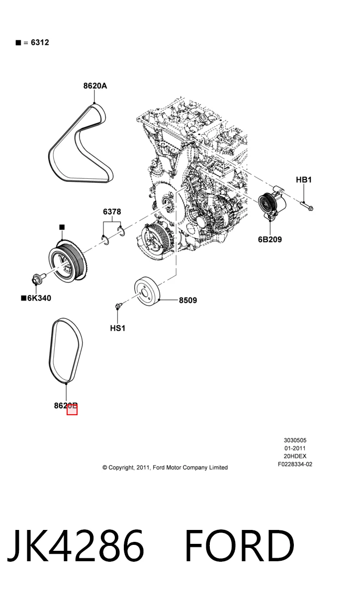 JK4286 Ford Pas napędowy mechanizmów