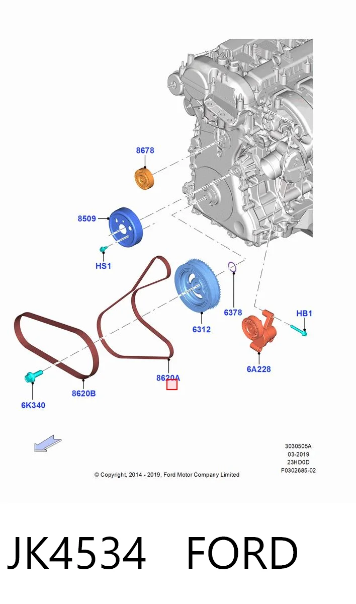 Pas napędowy mechanizmów do Ford Mustang ZG