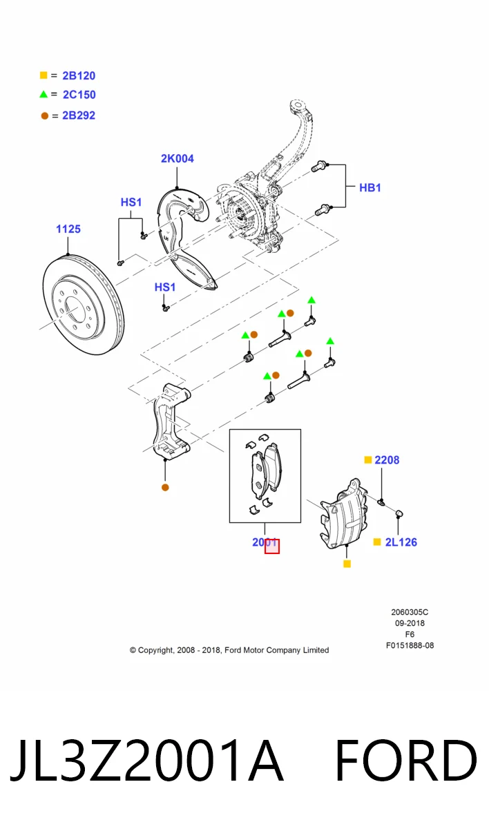 JL3Z2001A Ford Klocki hamulcowe przednie tarczowe