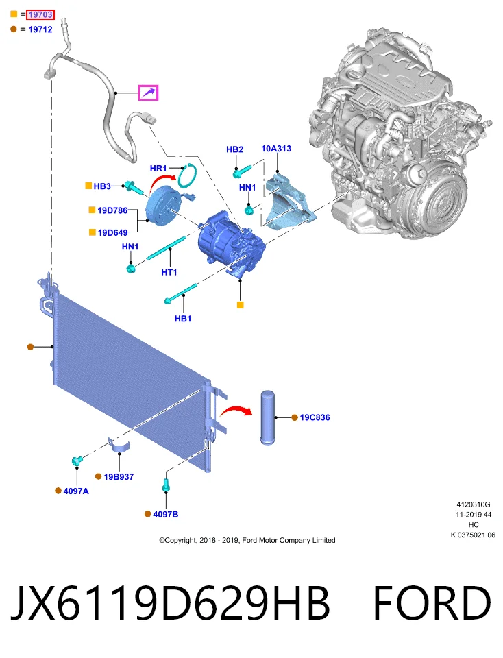 JX6119D629HB Ford Sprężarka klimatyzacji