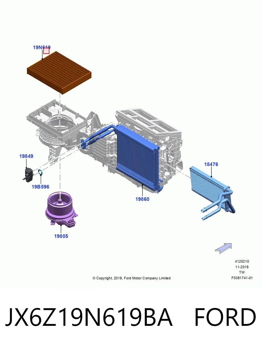 JX6Z19N619BA Ford Filtr kabiny