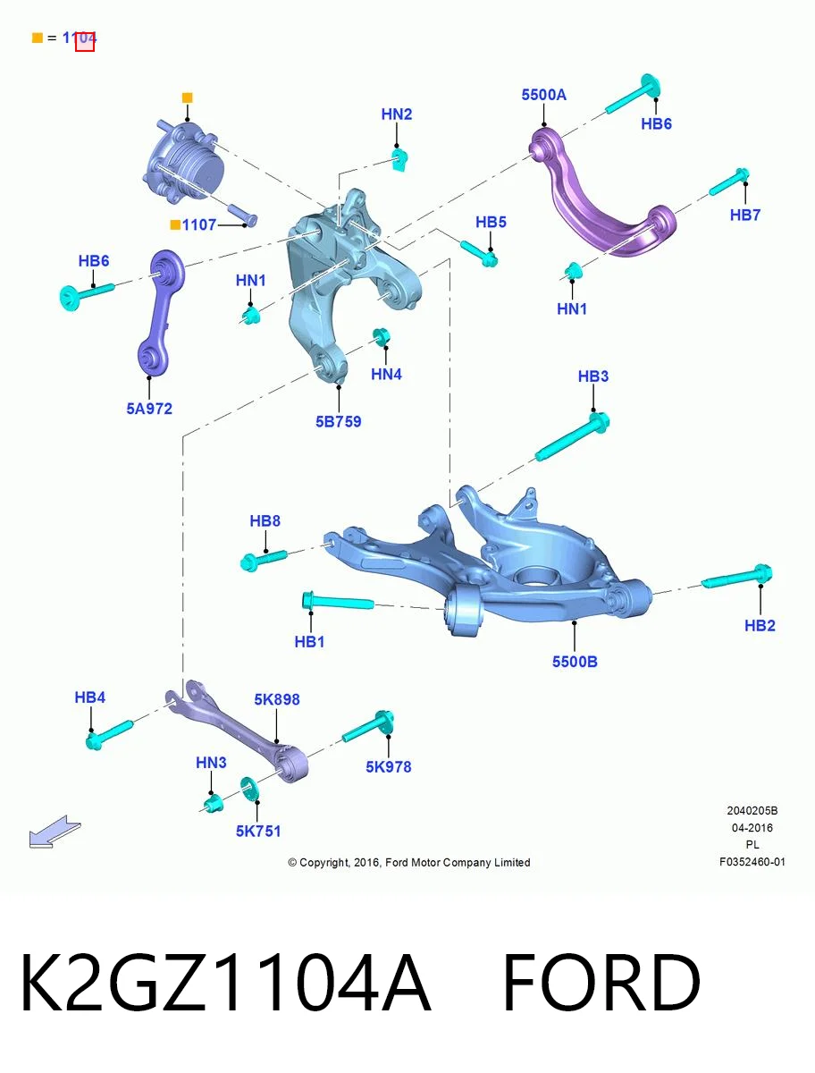 K2GZ1104A Ford Piasta przednia
